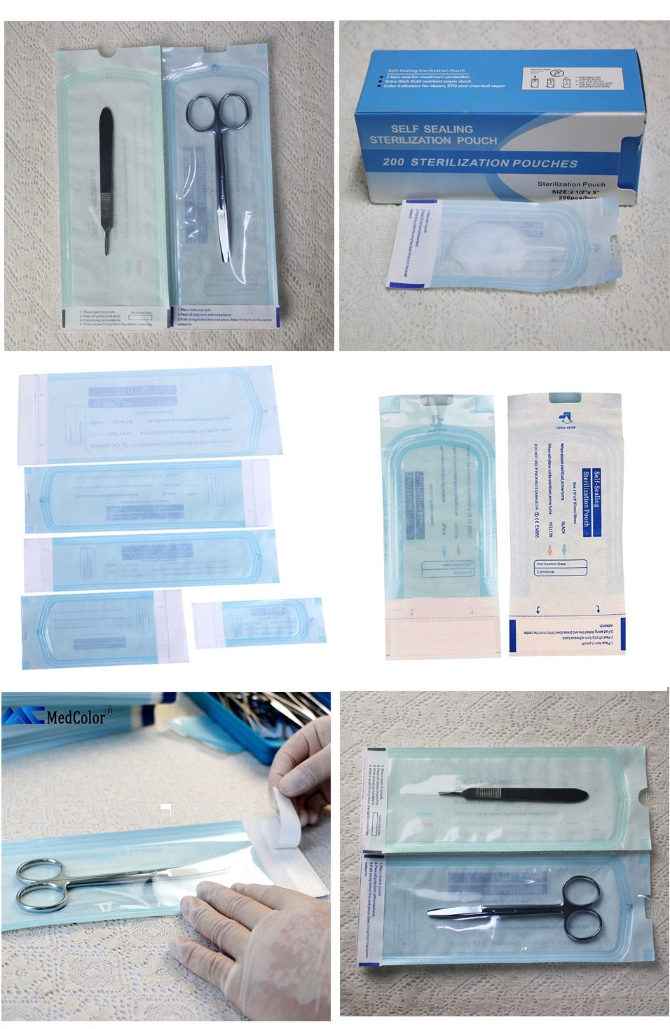 Sachets de stérilisation auto-scellants bleu - 200 pièces