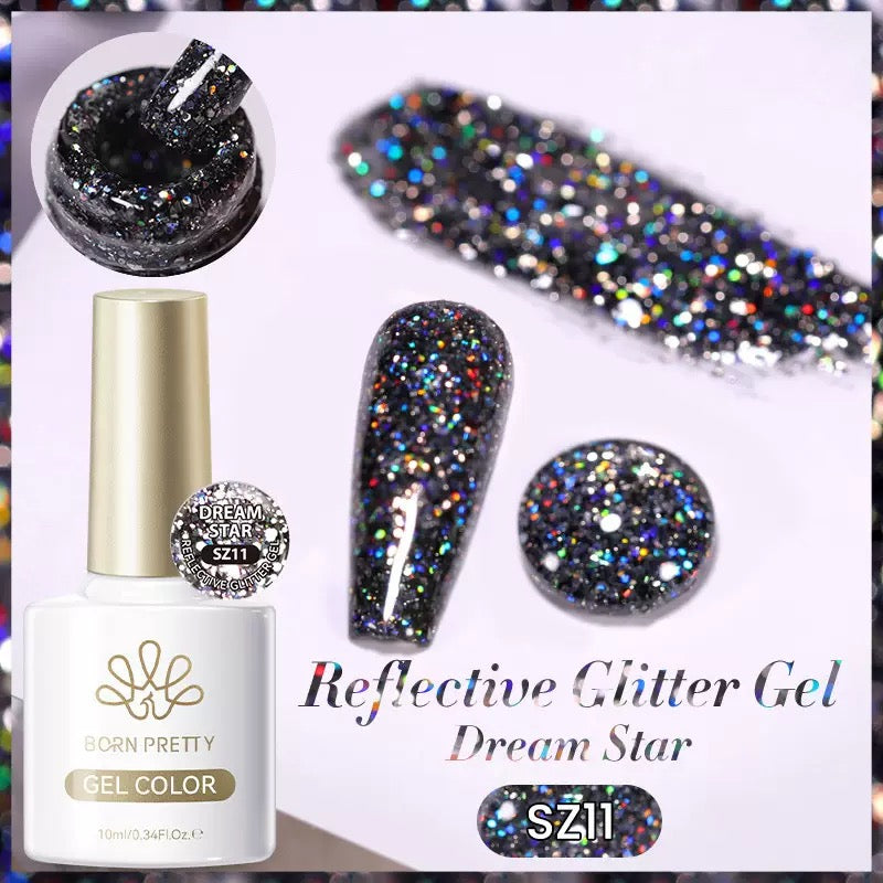 Gel polish à paillettes réfléchissantes