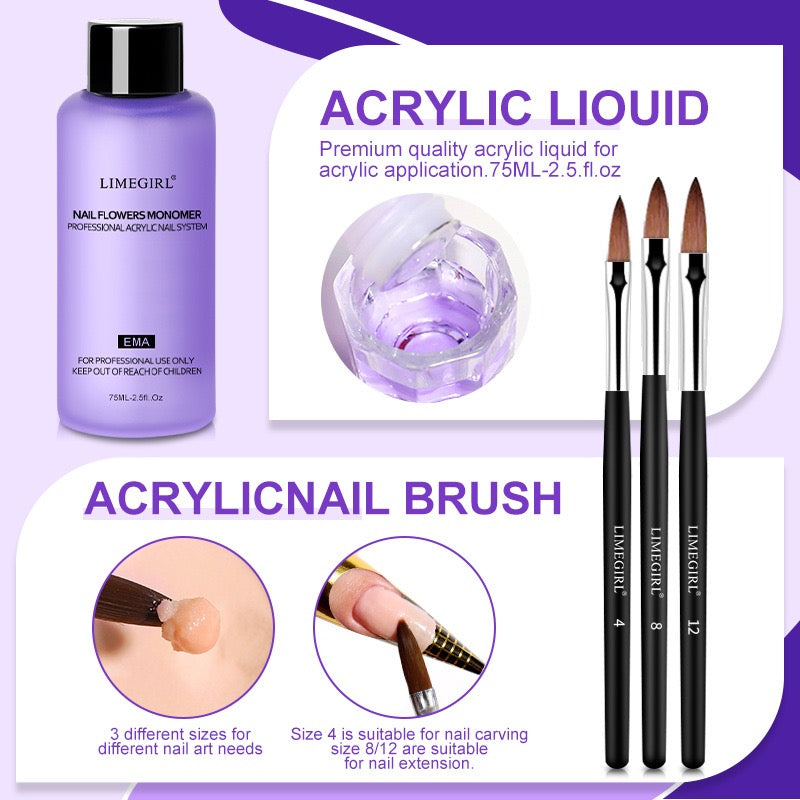 Kit d’acrylique professionnel EMA liquides + pinceaux