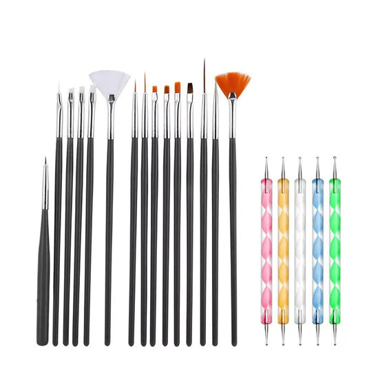 Kit professionnel de pinceaux Nail Art - 20 pièces