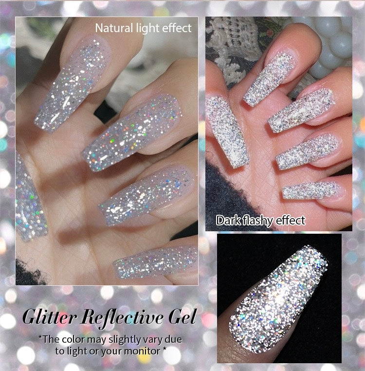 Gel polish à paillettes réfléchissantes