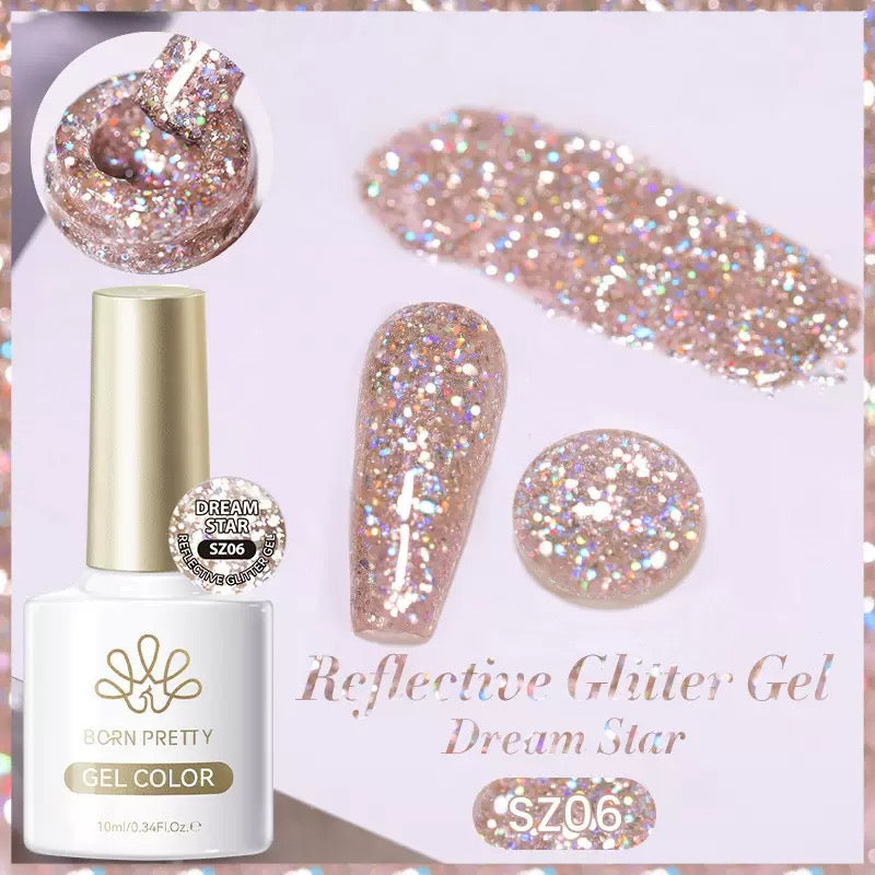 Gel polish à paillettes réfléchissantes