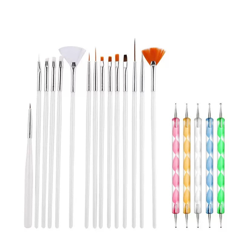 Kit professionnel de pinceaux Nail Art - 20 pièces