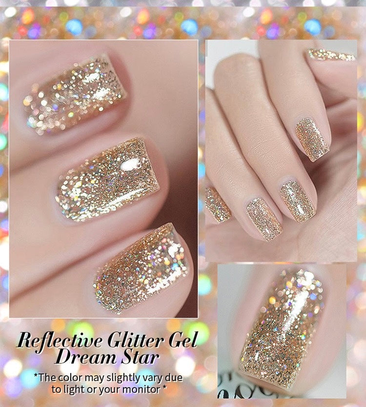 Gel polish à paillettes réfléchissantes
