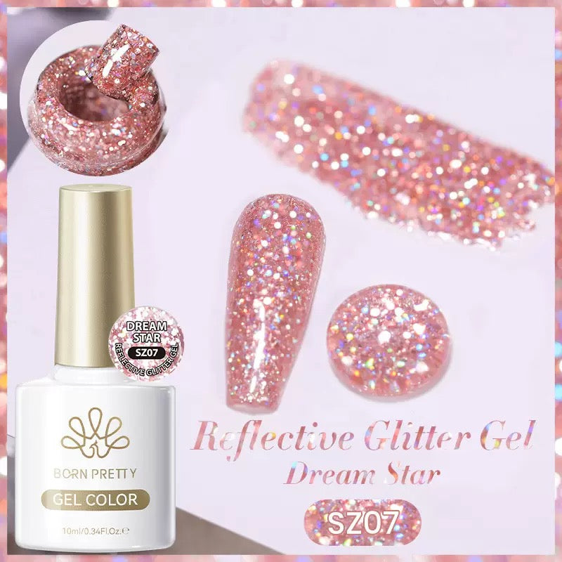 Gel polish à paillettes réfléchissantes