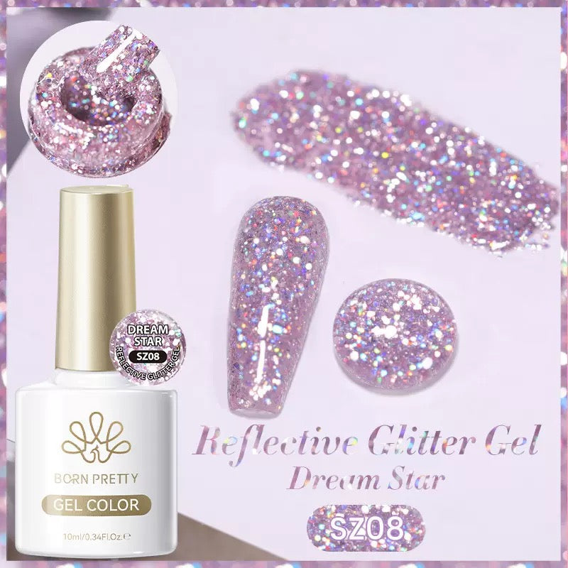 Gel polish à paillettes réfléchissantes