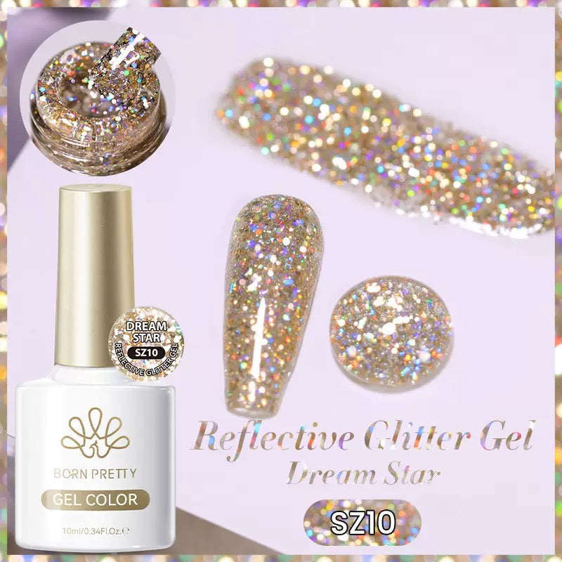 Gel polish à paillettes réfléchissantes