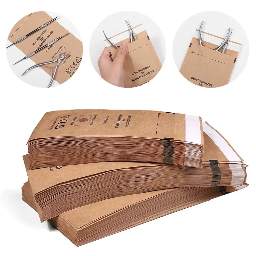 Sachets de stérilisation kraft - Pack 100 pièces