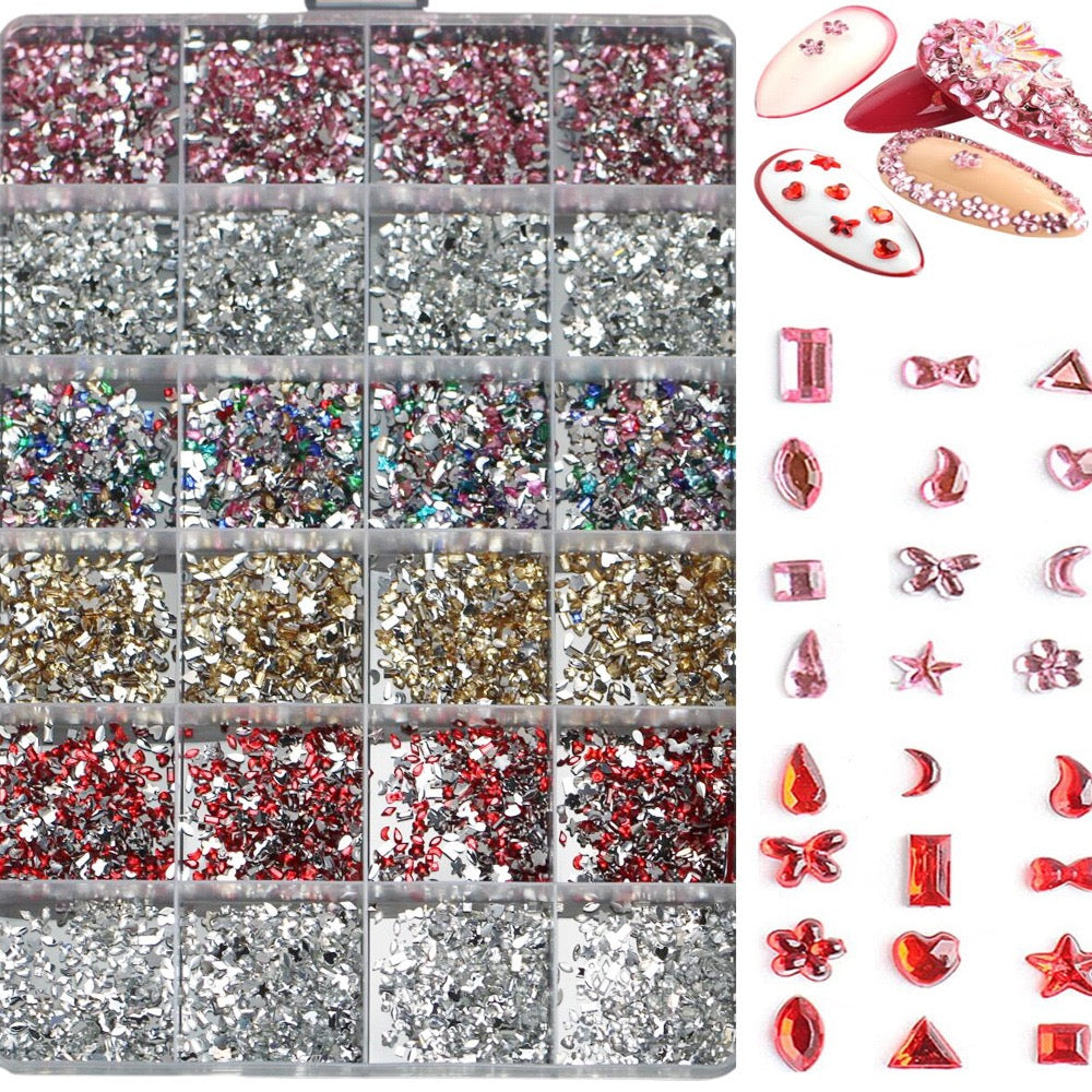 Strass et décorations - boîte mix 24 compartiments