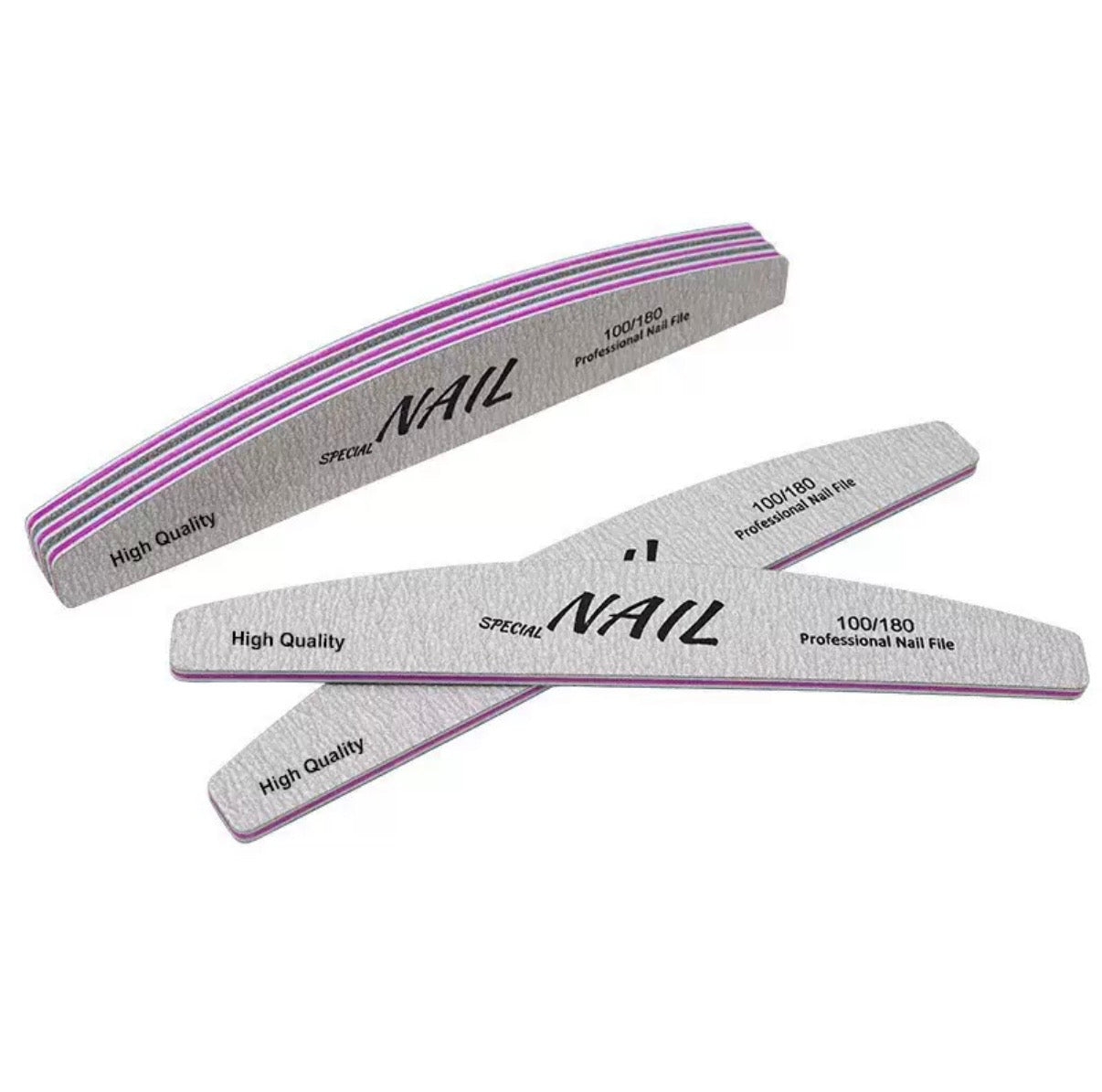 Lime à ongles double face demi-lune qualité professionnelle 100/180